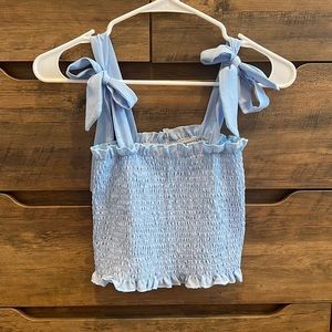 baby blue shoulder tie tank